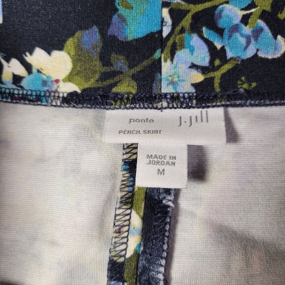 J. Jill Womens Floral Multicolor Viscose Blend Ponte Pencil Skirt Size M - Picture 2 of 7